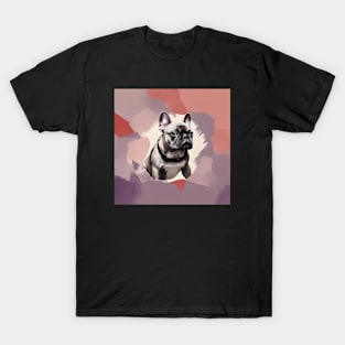 Risograph Style Grey White French Bulldog T-Shirt